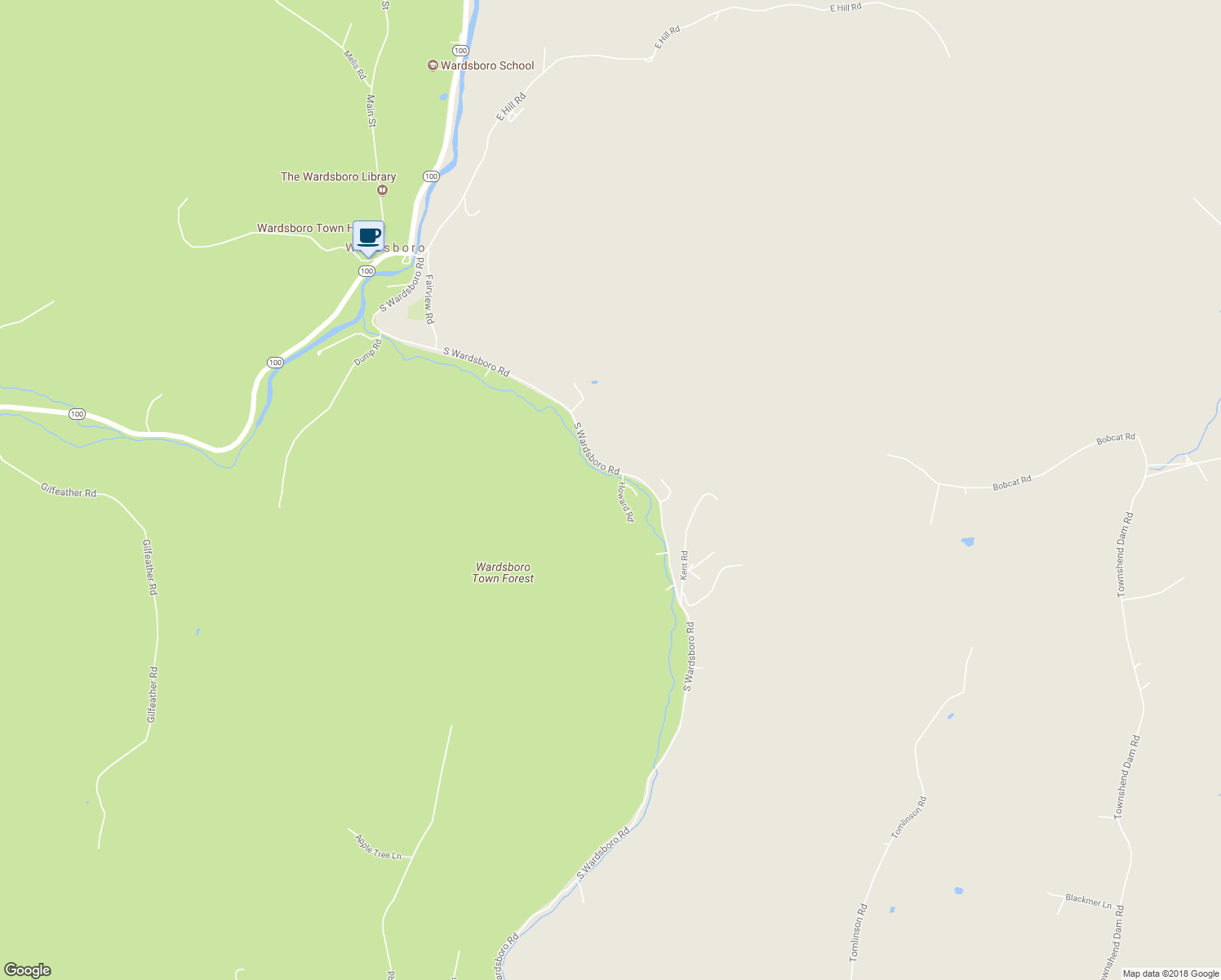 map of restaurants, bars, coffee shops, grocery stores, and more near 46 Howard Road in Wardsboro