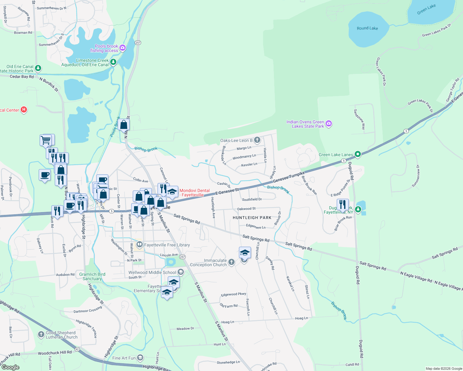 map of restaurants, bars, coffee shops, grocery stores, and more near 102 Cashin Drive in Fayetteville