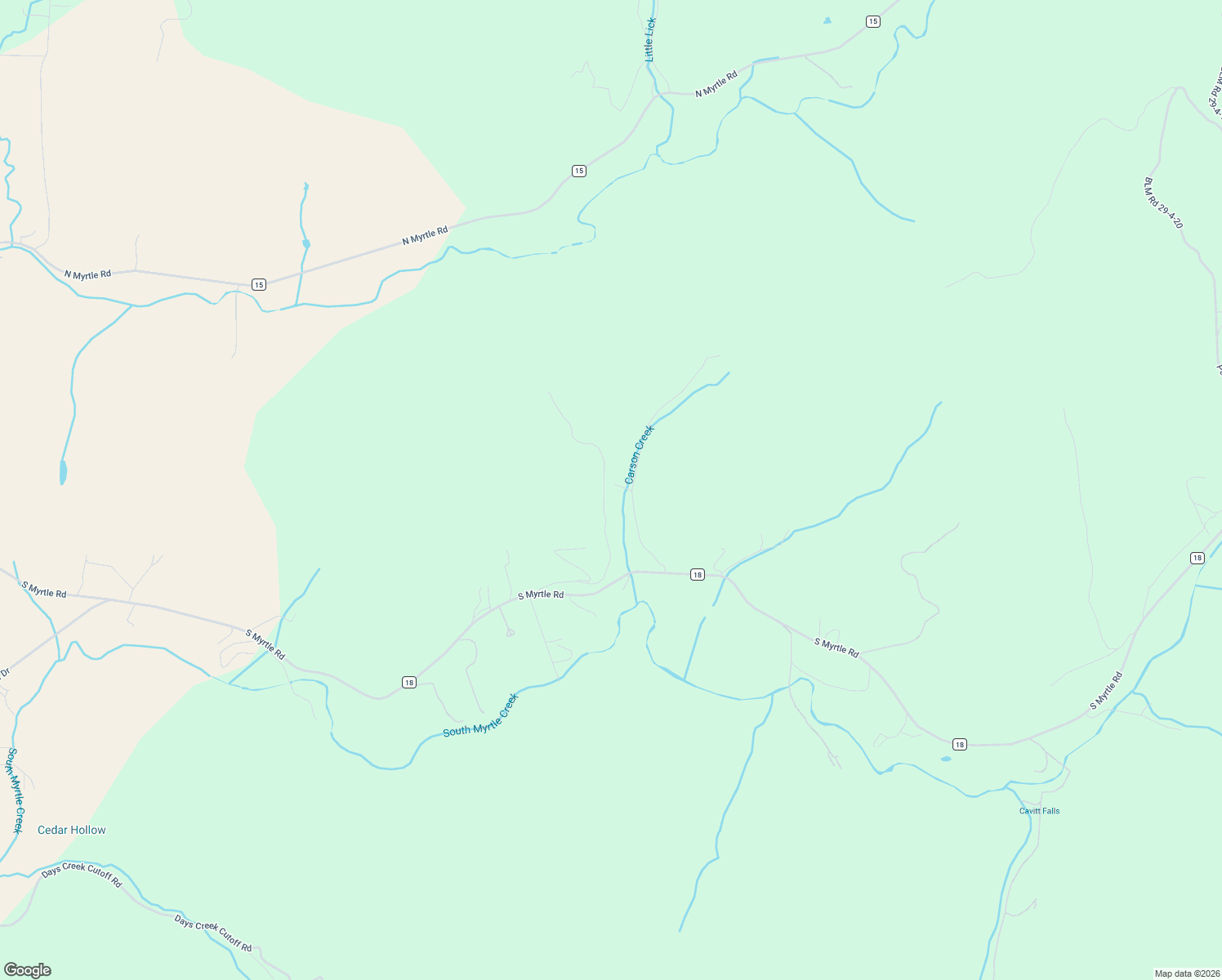 map of restaurants, bars, coffee shops, grocery stores, and more near 3902 South Myrtle Road in Myrtle Creek
