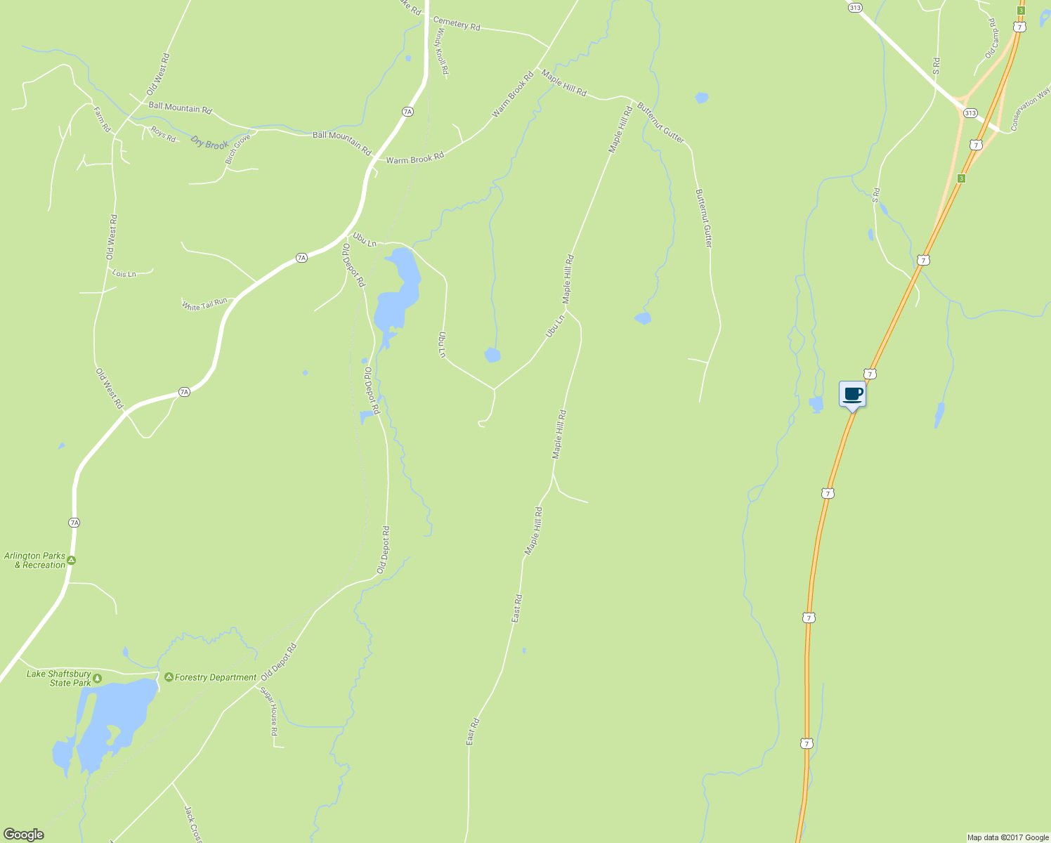 map of restaurants, bars, coffee shops, grocery stores, and more near 417 Maple Hill Road in Arlington