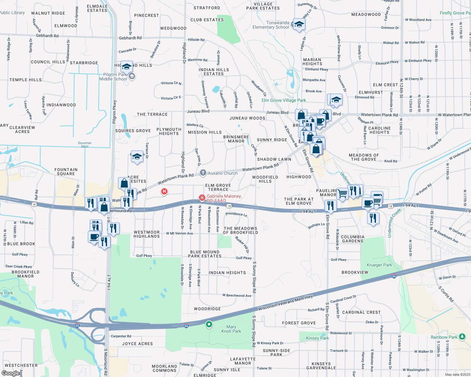705 Brinsmere Drive, Elm Grove WI Walk Score