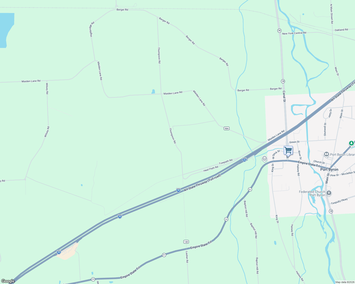 map of restaurants, bars, coffee shops, grocery stores, and more near 8684 Thompson Rd in Port Byron