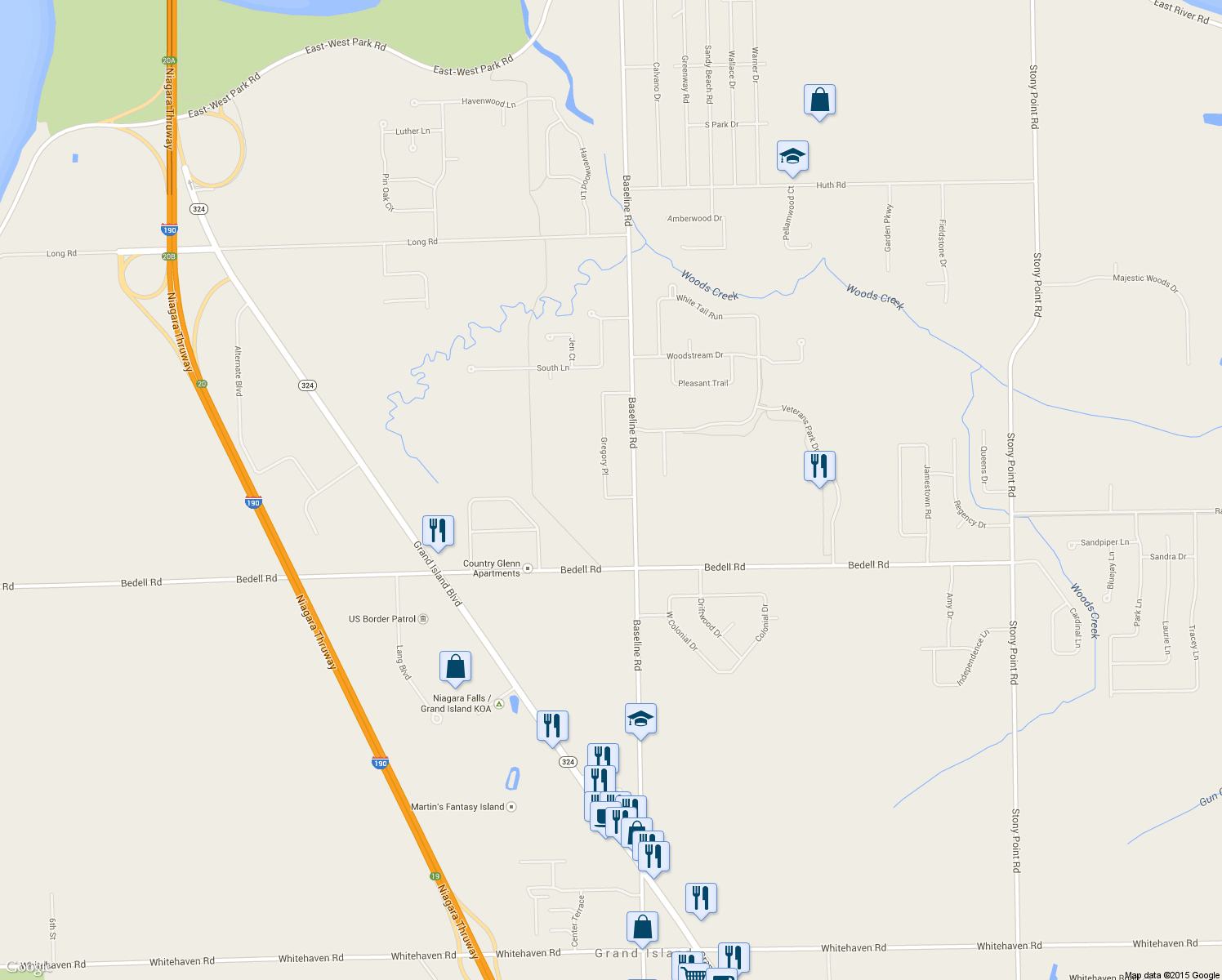 map of restaurants, bars, coffee shops, grocery stores, and more near 31 Rob Roy Pkwy in Grand Island
