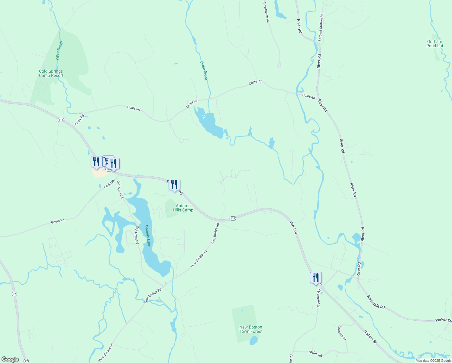 map of restaurants, bars, coffee shops, grocery stores, and more near 58 Hoit Mill Road in Weare
