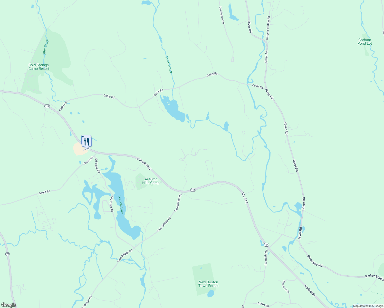 map of restaurants, bars, coffee shops, grocery stores, and more near 58 Hoit Mill Road in Weare