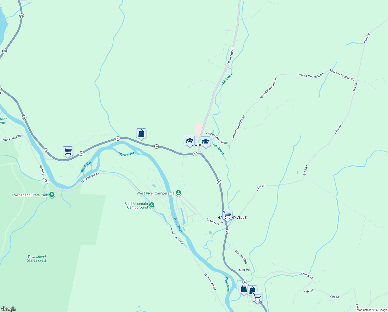map of restaurants, bars, coffee shops, grocery stores, and more near 2111 Vermont 30 in Jamaica