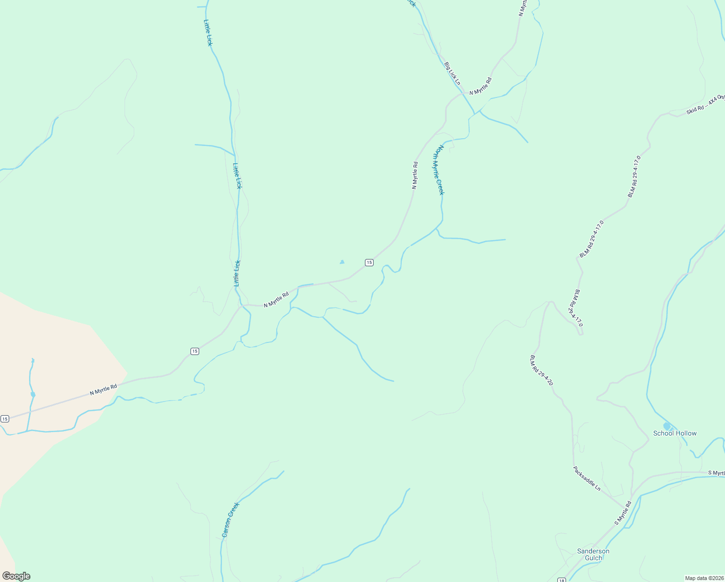 map of restaurants, bars, coffee shops, grocery stores, and more near 5089 North Myrtle Road in Myrtle Creek