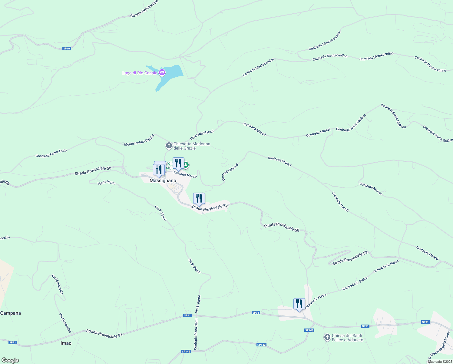 map of restaurants, bars, coffee shops, grocery stores, and more near 20 Contrada Marezi in Provincia di Ascoli Piceno