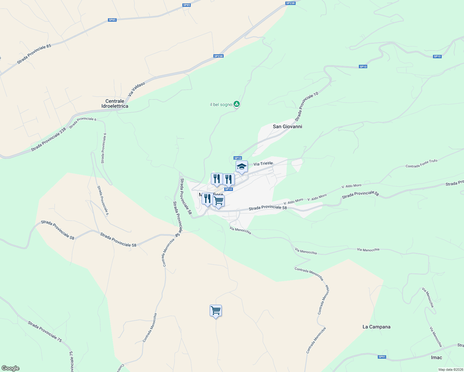 map of restaurants, bars, coffee shops, grocery stores, and more near in Montefiore dell'Aso