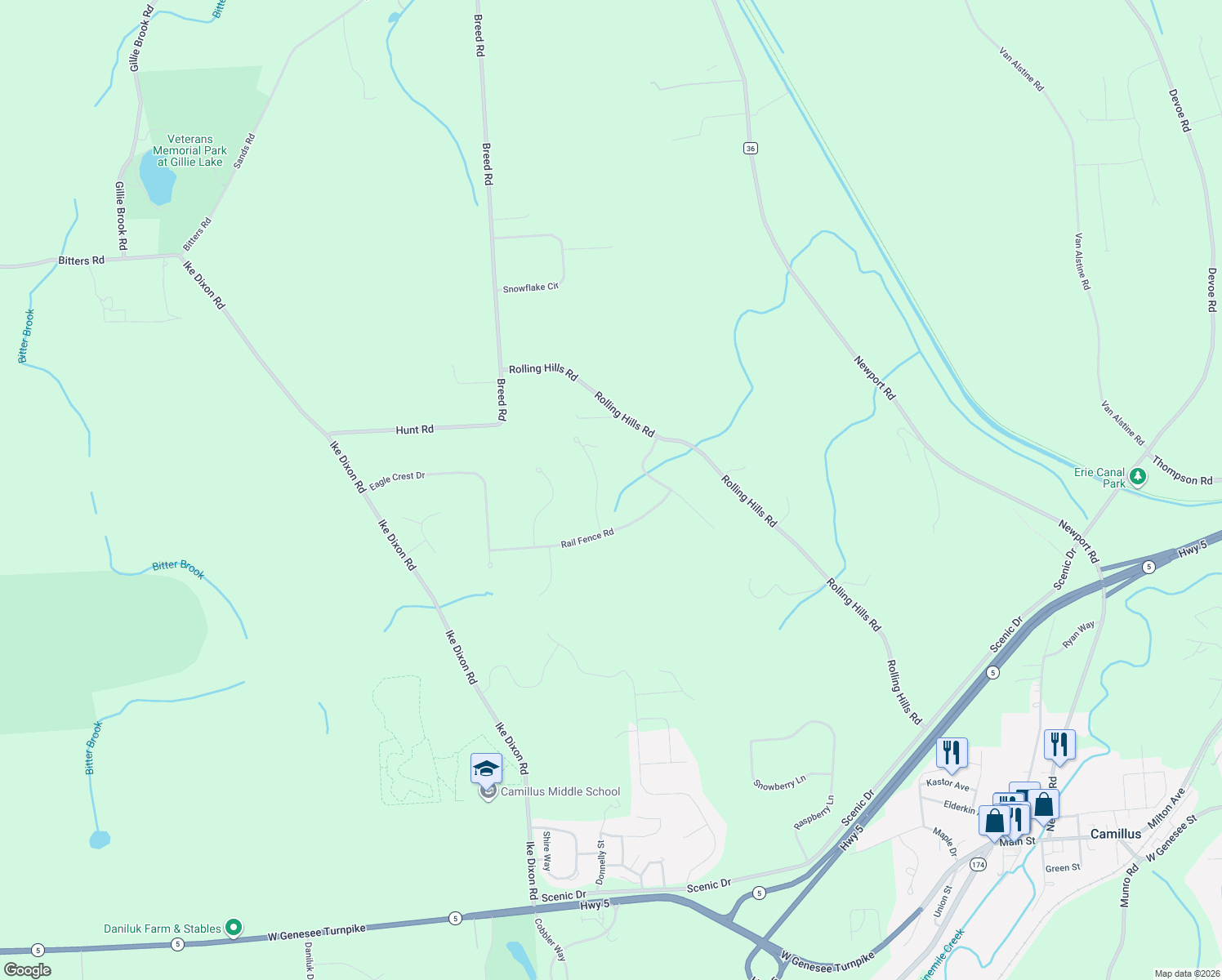 map of restaurants, bars, coffee shops, grocery stores, and more near 1018 Wheatfield Way in Camillus