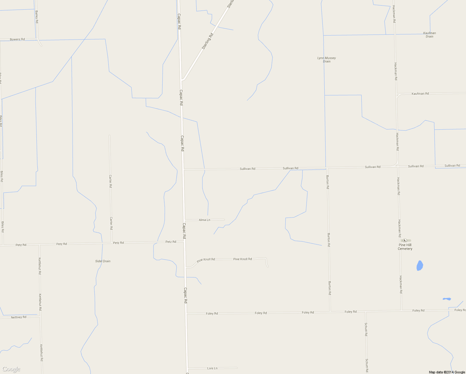 map of restaurants, bars, coffee shops, grocery stores, and more near 14835 Sullivan Rd in Capac