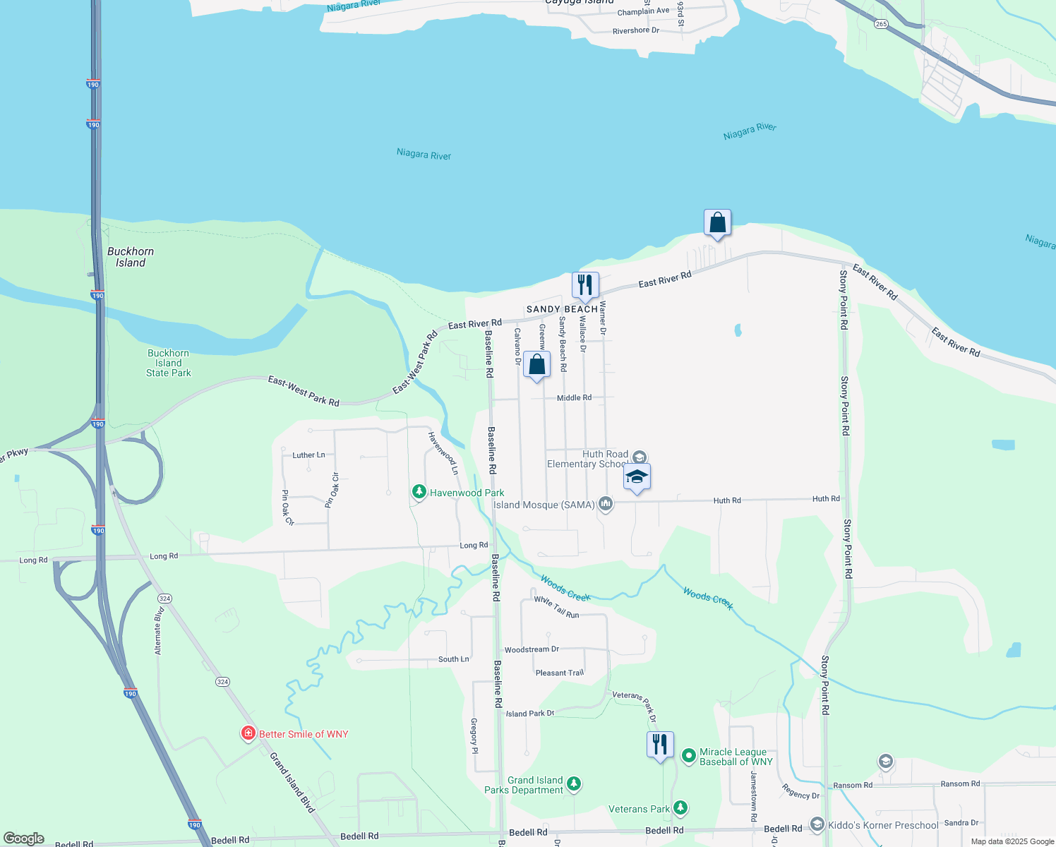 map of restaurants, bars, coffee shops, grocery stores, and more near 3411 Calvano Drive in Grand Island