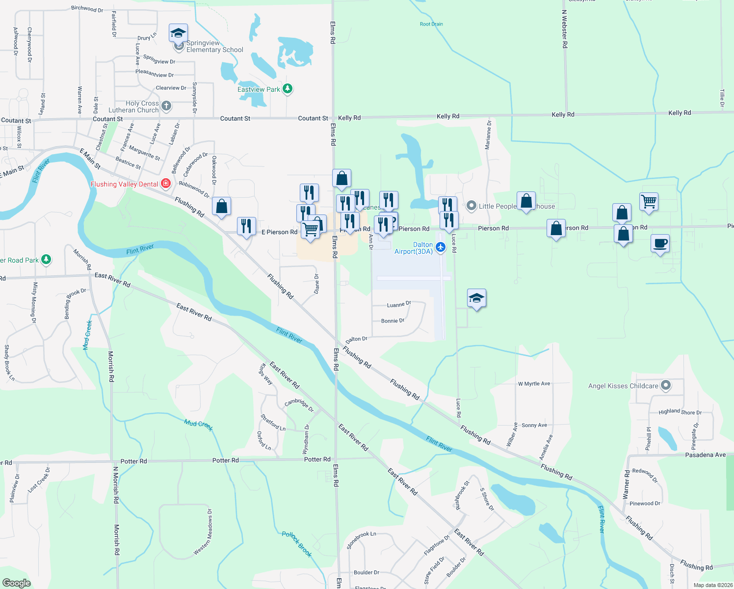 map of restaurants, bars, coffee shops, grocery stores, and more near 3371 Ann Drive in Flushing