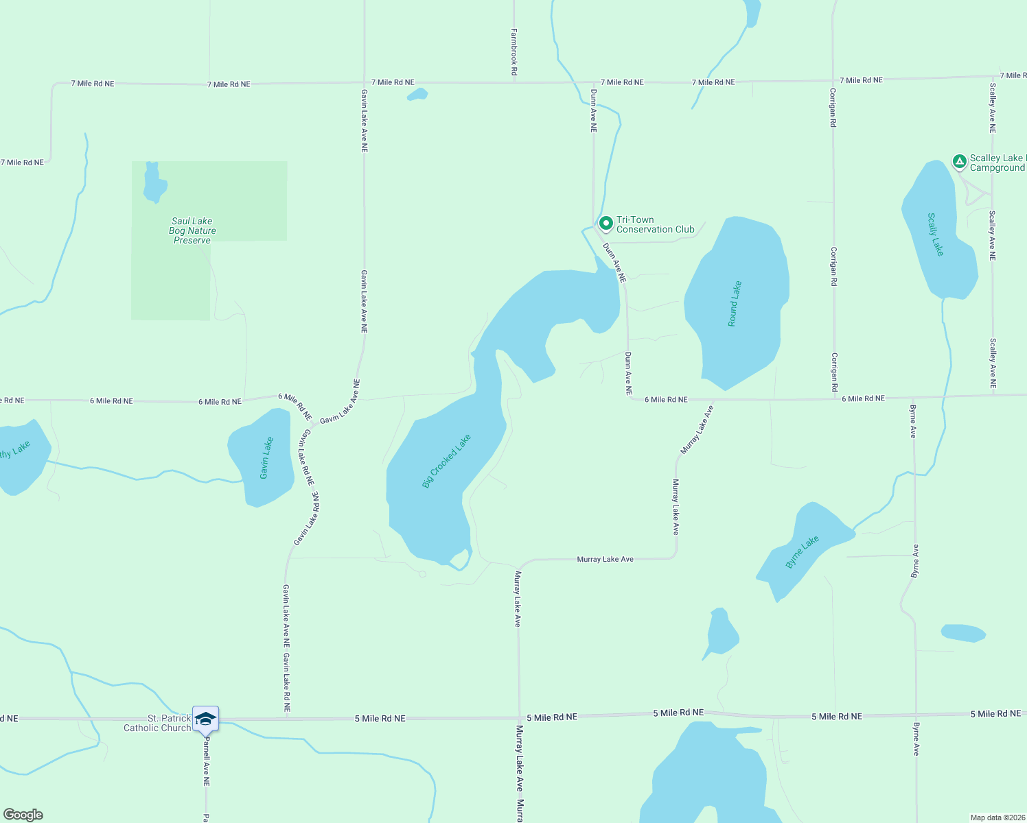 map of restaurants, bars, coffee shops, grocery stores, and more near 5170 Abraham Drive Northeast in Lowell