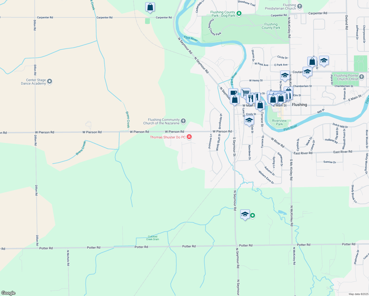map of restaurants, bars, coffee shops, grocery stores, and more near 3462 Woodridge Dr in Flushing
