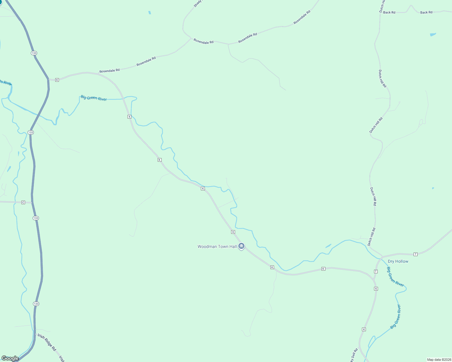 map of restaurants, bars, coffee shops, grocery stores, and more near 15198 Cty K in Woodman