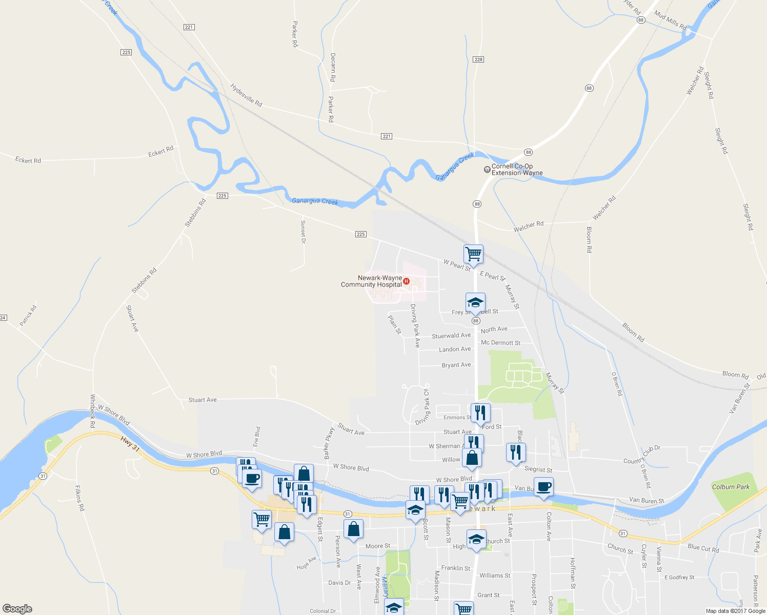 map of restaurants, bars, coffee shops, grocery stores, and more near 75 Sunset Drive in Newark