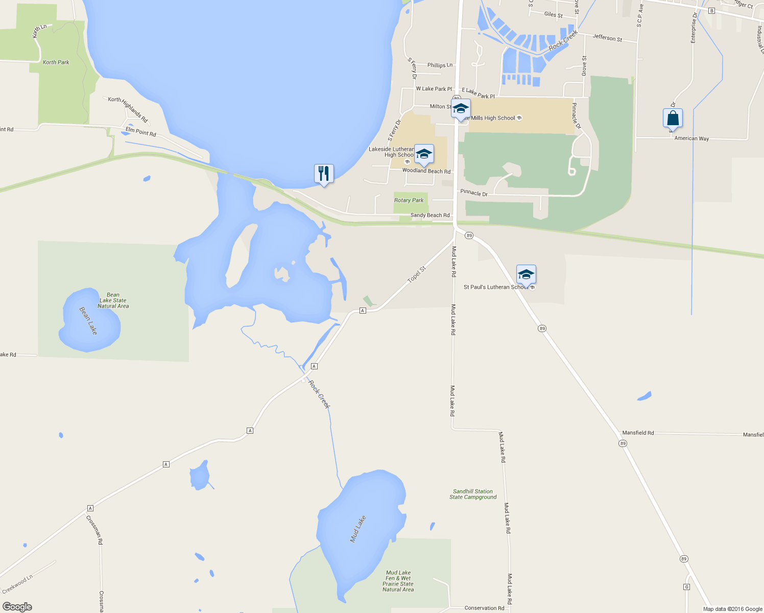 map of restaurants, bars, coffee shops, grocery stores, and more near 1398 Topel St in Lake Mills