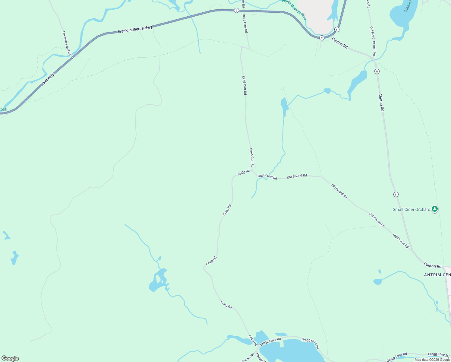 map of restaurants, bars, coffee shops, grocery stores, and more near 286 Craig Road in Antrim