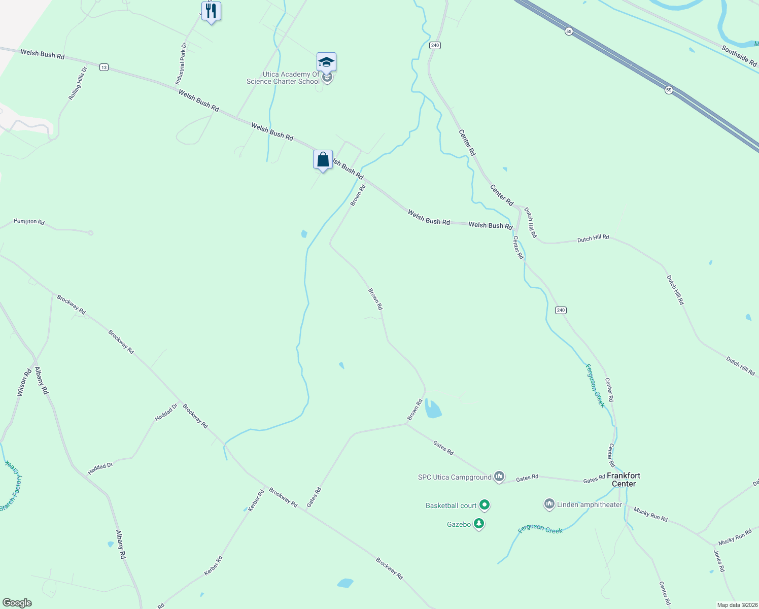 map of restaurants, bars, coffee shops, grocery stores, and more near 458 Brown Road in Frankfort