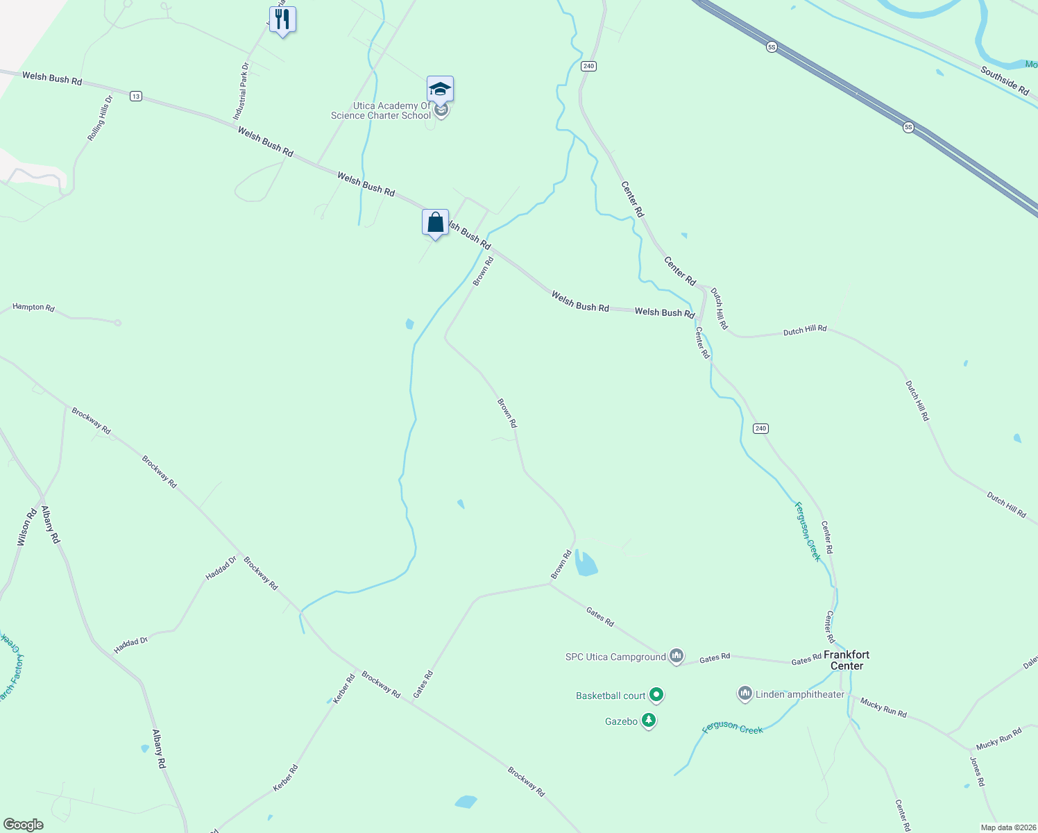 map of restaurants, bars, coffee shops, grocery stores, and more near 458 Brown Rd in Frankfort