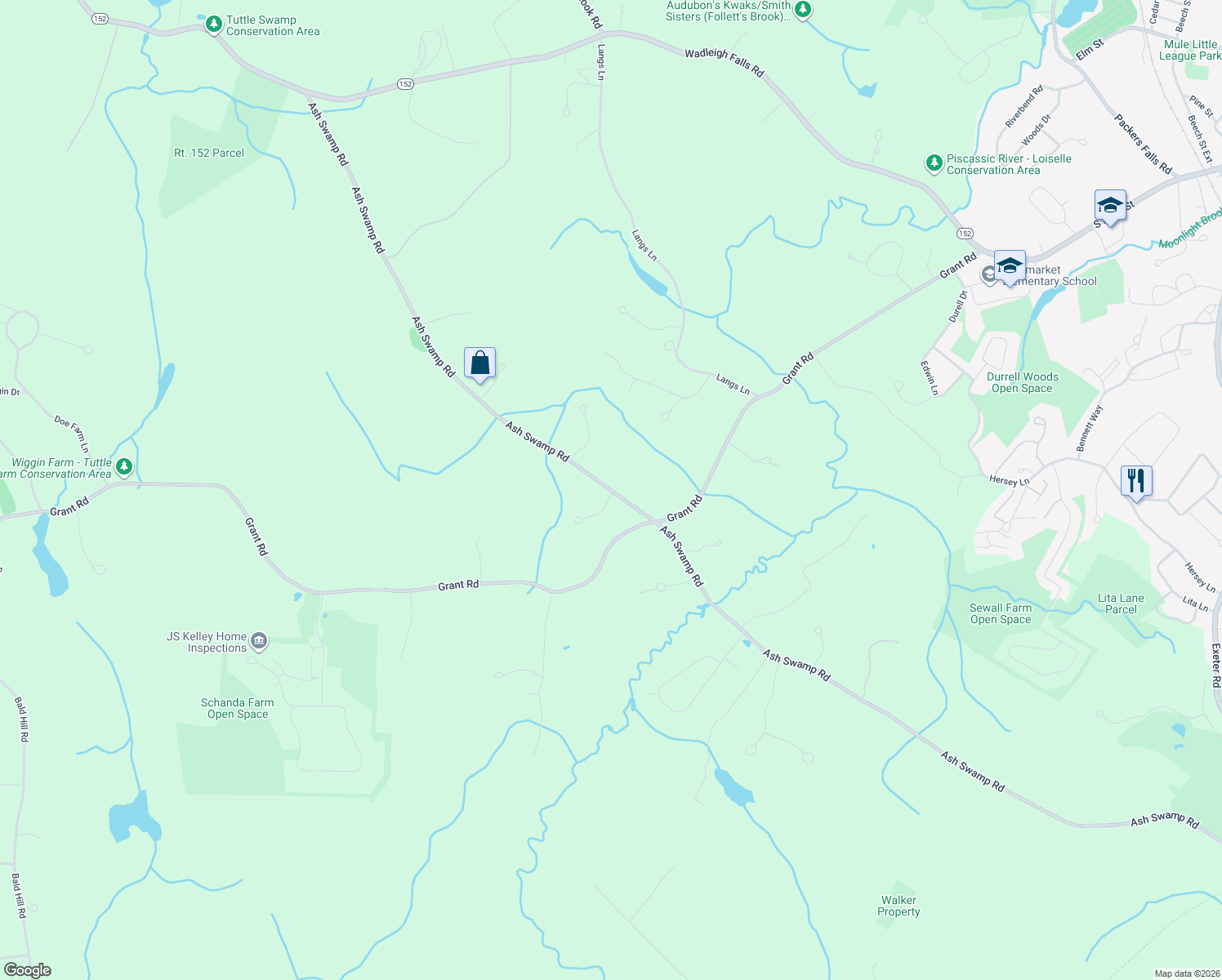 map of restaurants, bars, coffee shops, grocery stores, and more near 239 Ash Swamp Rd in Newmarket