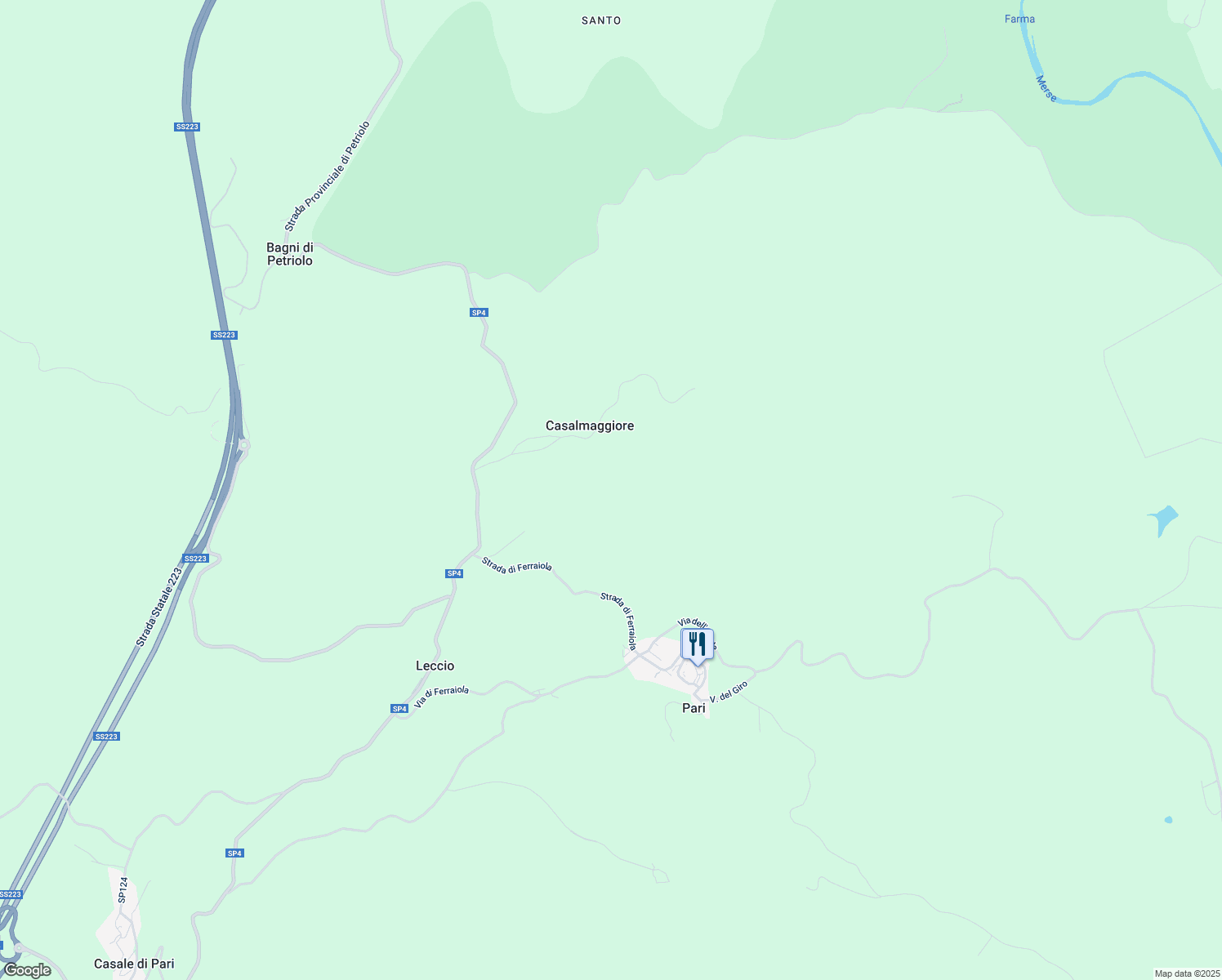 map of restaurants, bars, coffee shops, grocery stores, and more near in Province of Grosseto