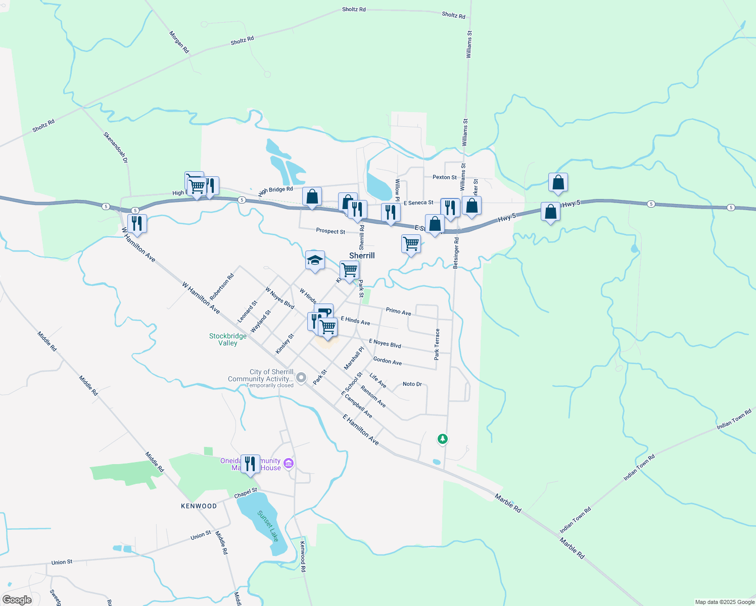 map of restaurants, bars, coffee shops, grocery stores, and more near 230 Primo Avenue in Sherrill