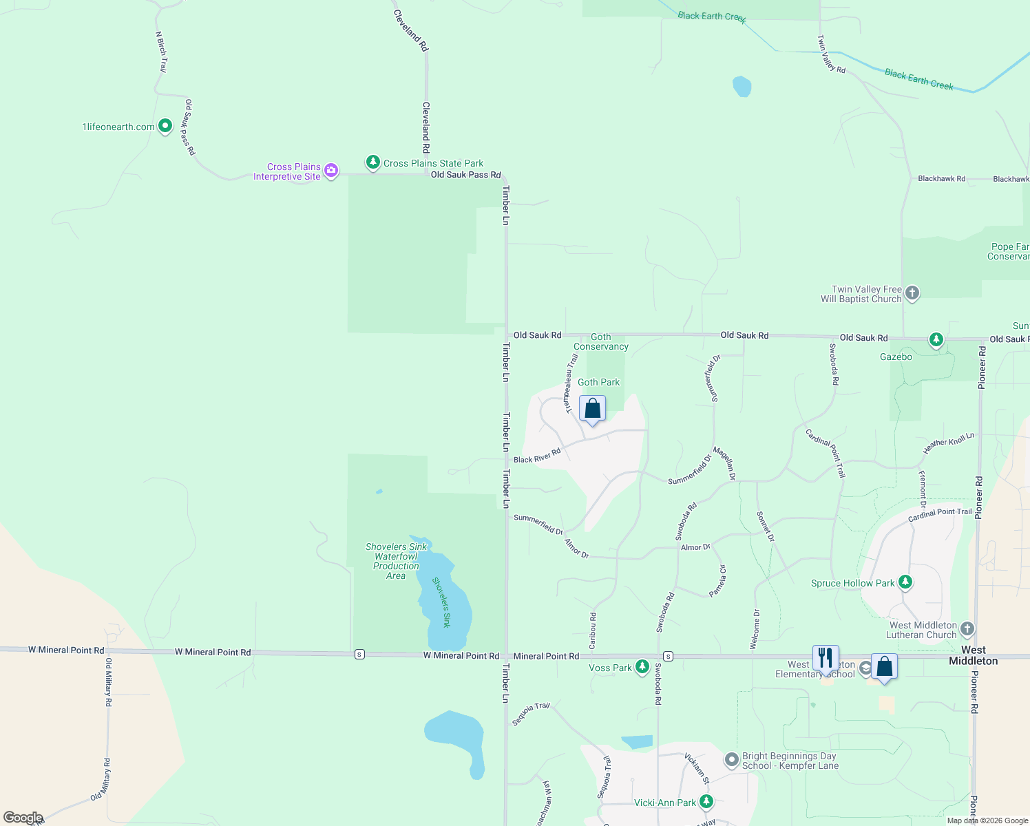 map of restaurants, bars, coffee shops, grocery stores, and more near 3938 Timber Lane in Verona