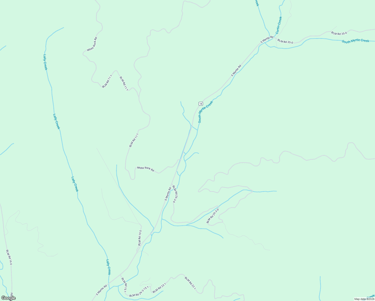 map of restaurants, bars, coffee shops, grocery stores, and more near 16207 South Myrtle Road in Myrtle Creek