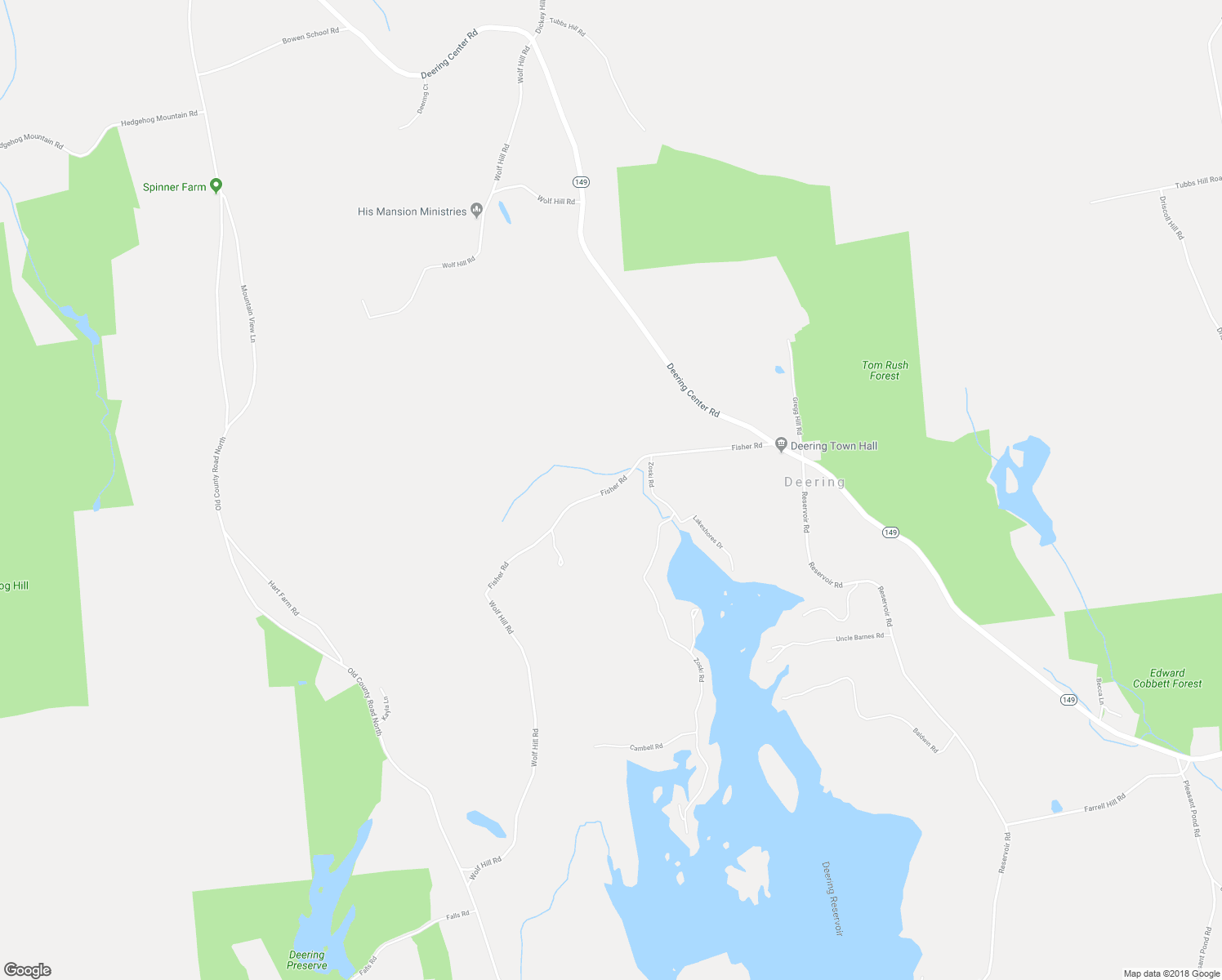 map of restaurants, bars, coffee shops, grocery stores, and more near Fisher Road in Deering