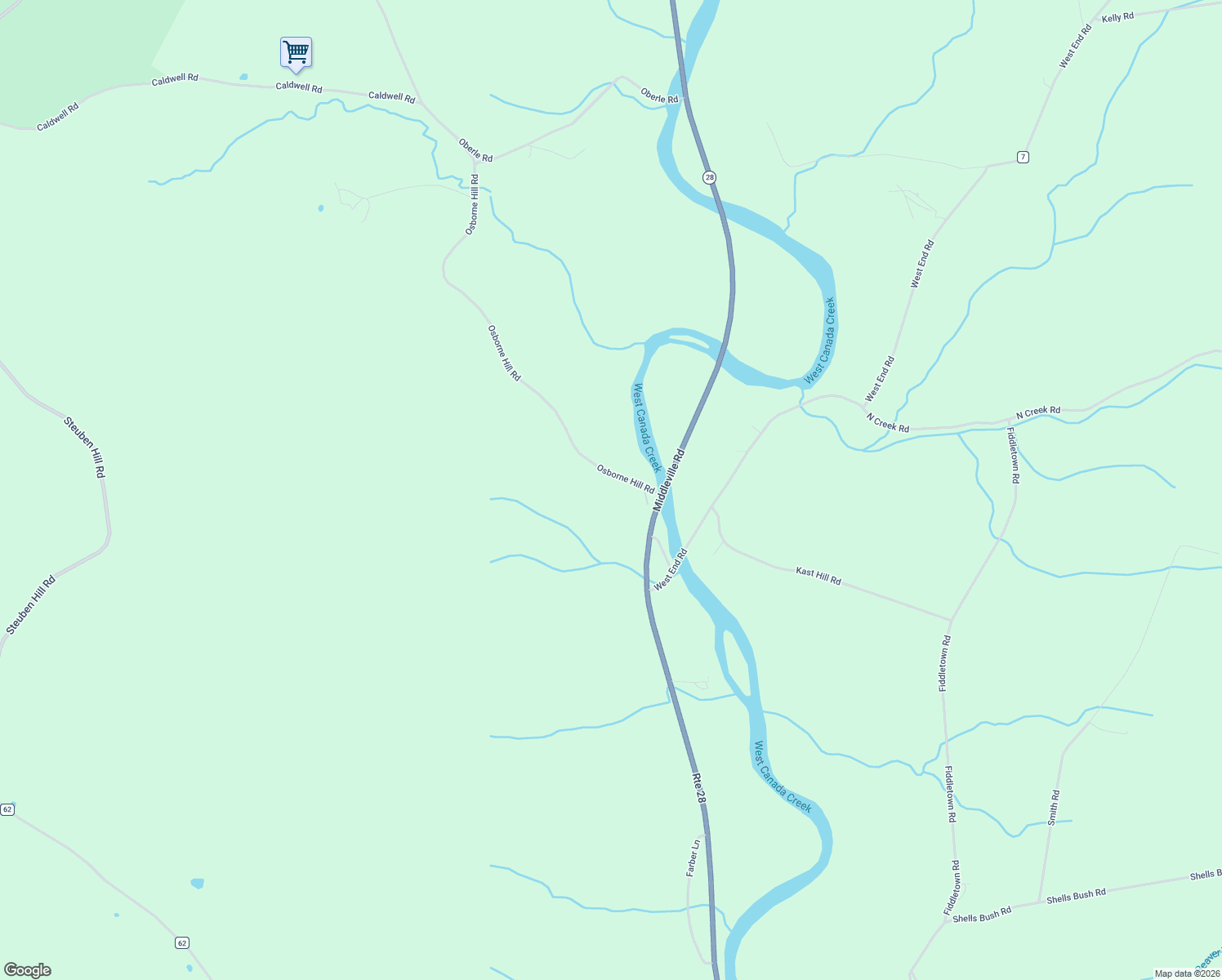 map of restaurants, bars, coffee shops, grocery stores, and more near 133 Osborne Hill Road in Herkimer