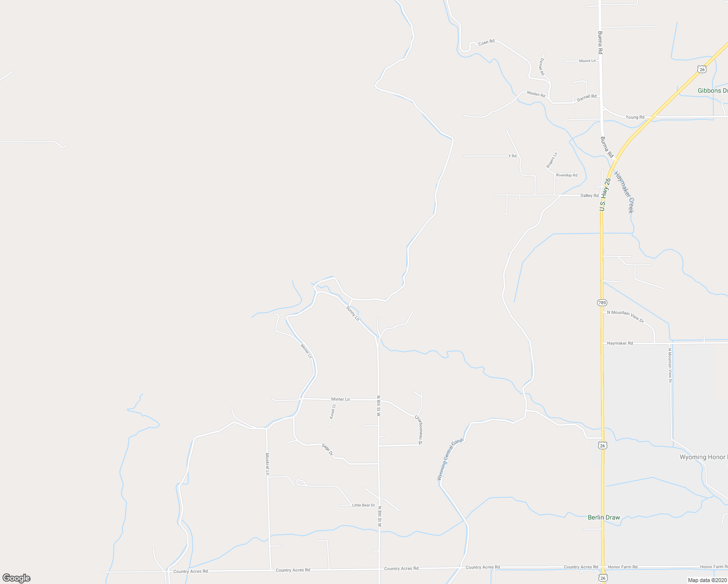 map of restaurants, bars, coffee shops, grocery stores, and more near 6 Sunny Lane in Riverton