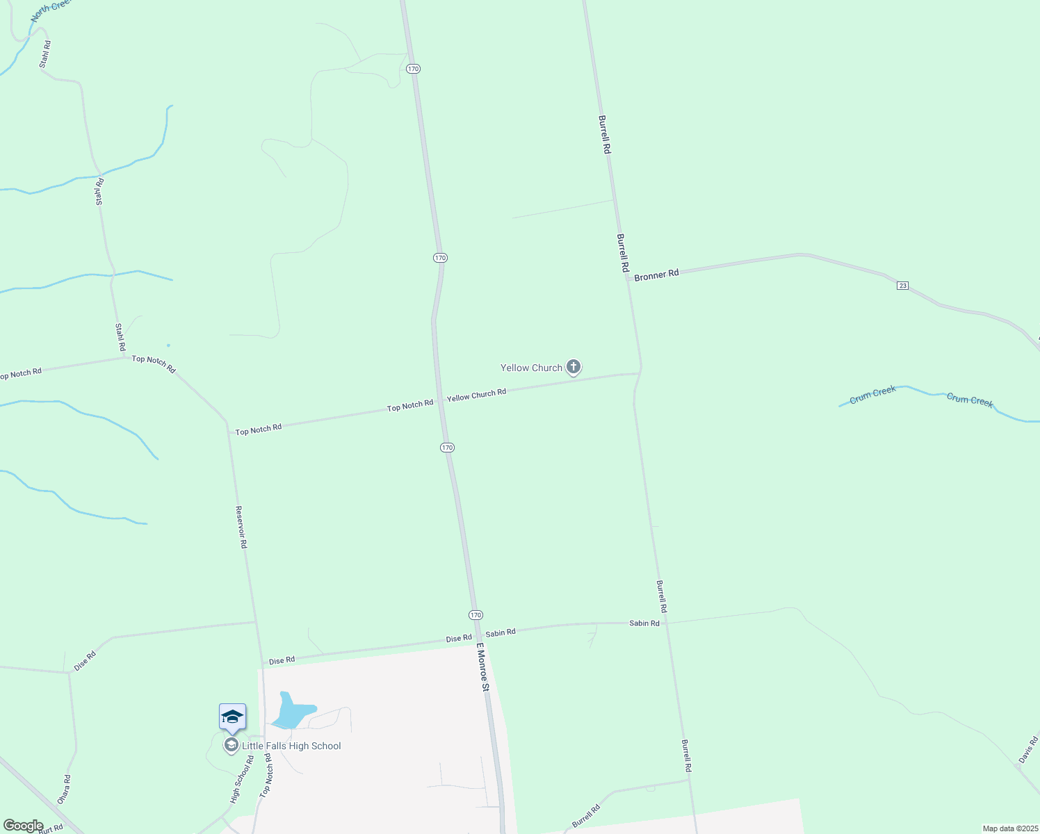 map of restaurants, bars, coffee shops, grocery stores, and more near 126 Yellow Church Rd in Little Falls