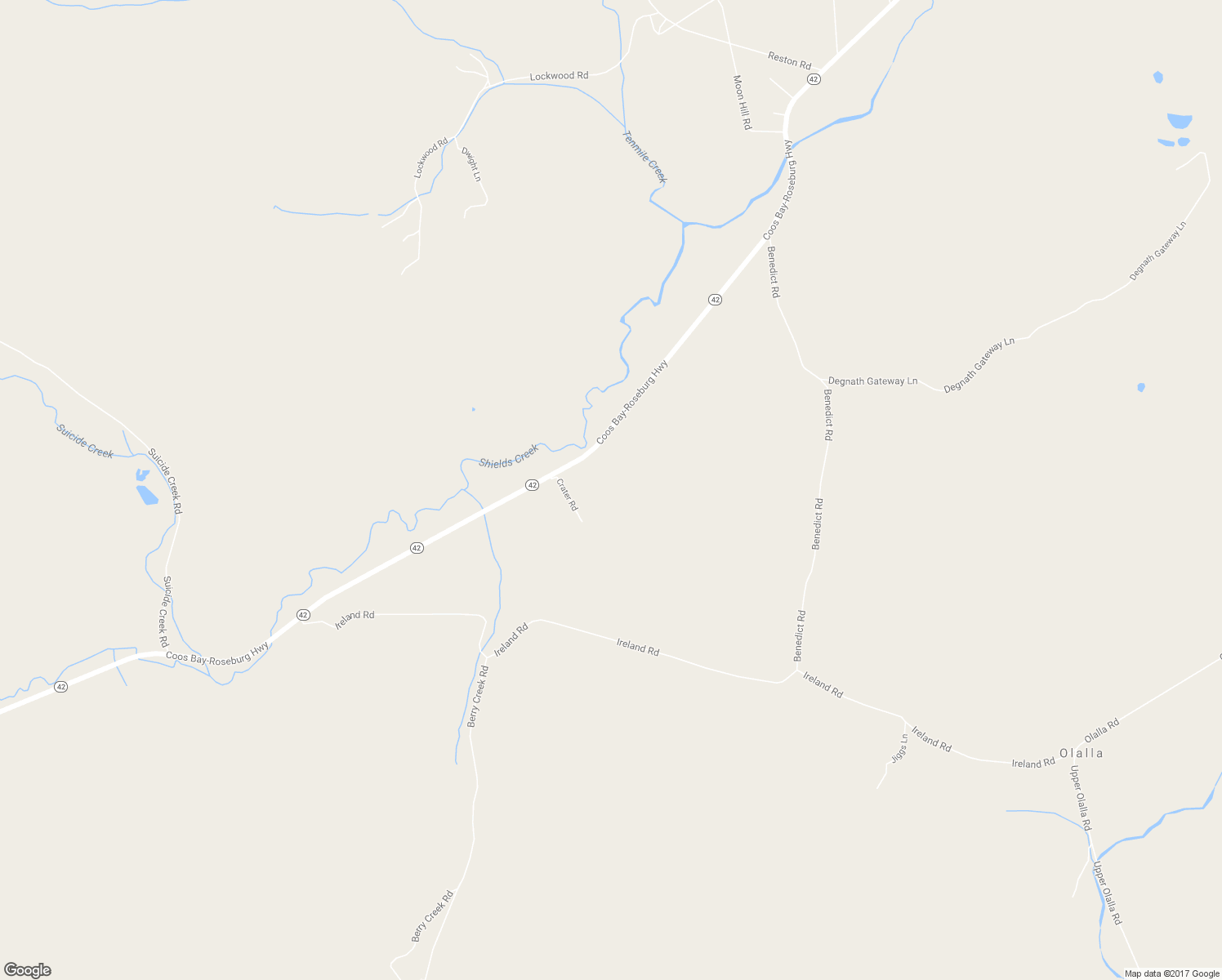 map of restaurants, bars, coffee shops, grocery stores, and more near 102 Crater Road in Camas Valley