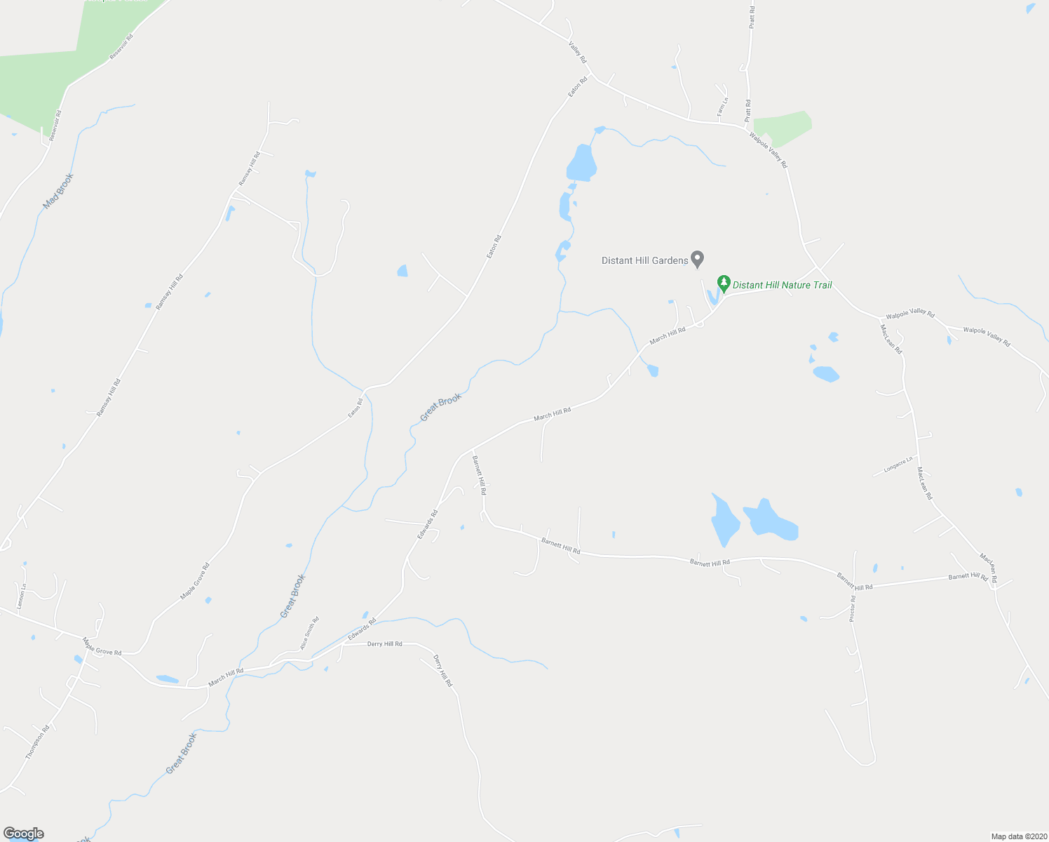 map of restaurants, bars, coffee shops, grocery stores, and more near 363 March Hill Road in Walpole