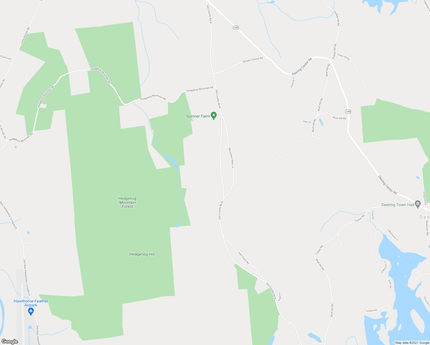 map of restaurants, bars, coffee shops, grocery stores, and more near 276 Old County Road North in Deering