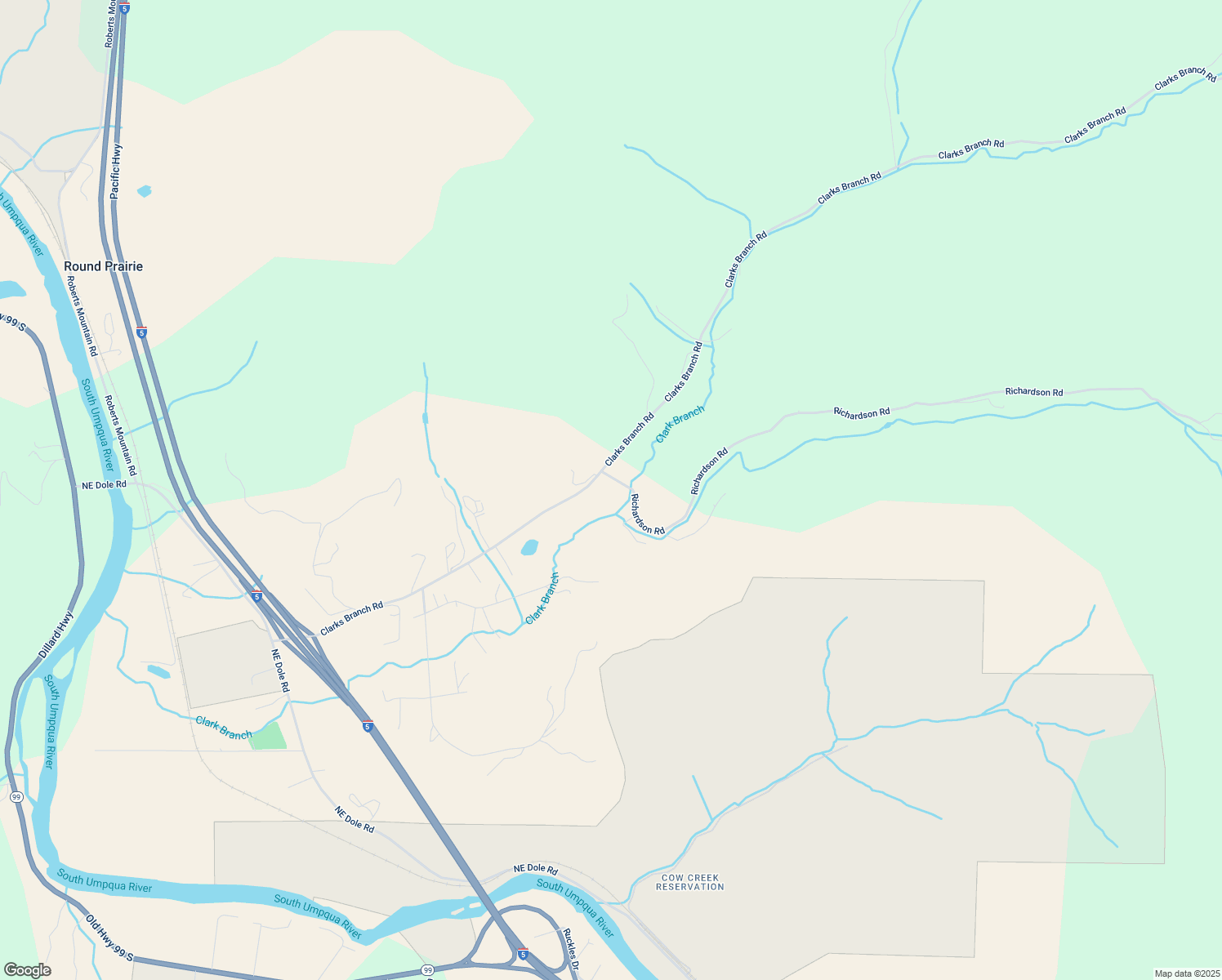 map of restaurants, bars, coffee shops, grocery stores, and more near 151 Richardson Road in Myrtle Creek
