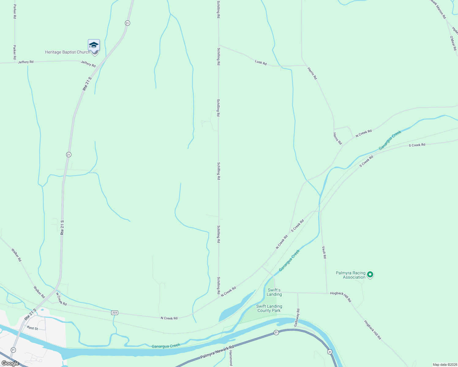 map of restaurants, bars, coffee shops, grocery stores, and more near 1994 Shilling Rd in Palmyra