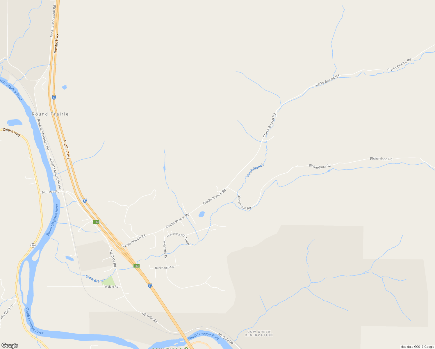 map of restaurants, bars, coffee shops, grocery stores, and more near 1166 Clarks Branch Road in Myrtle Creek