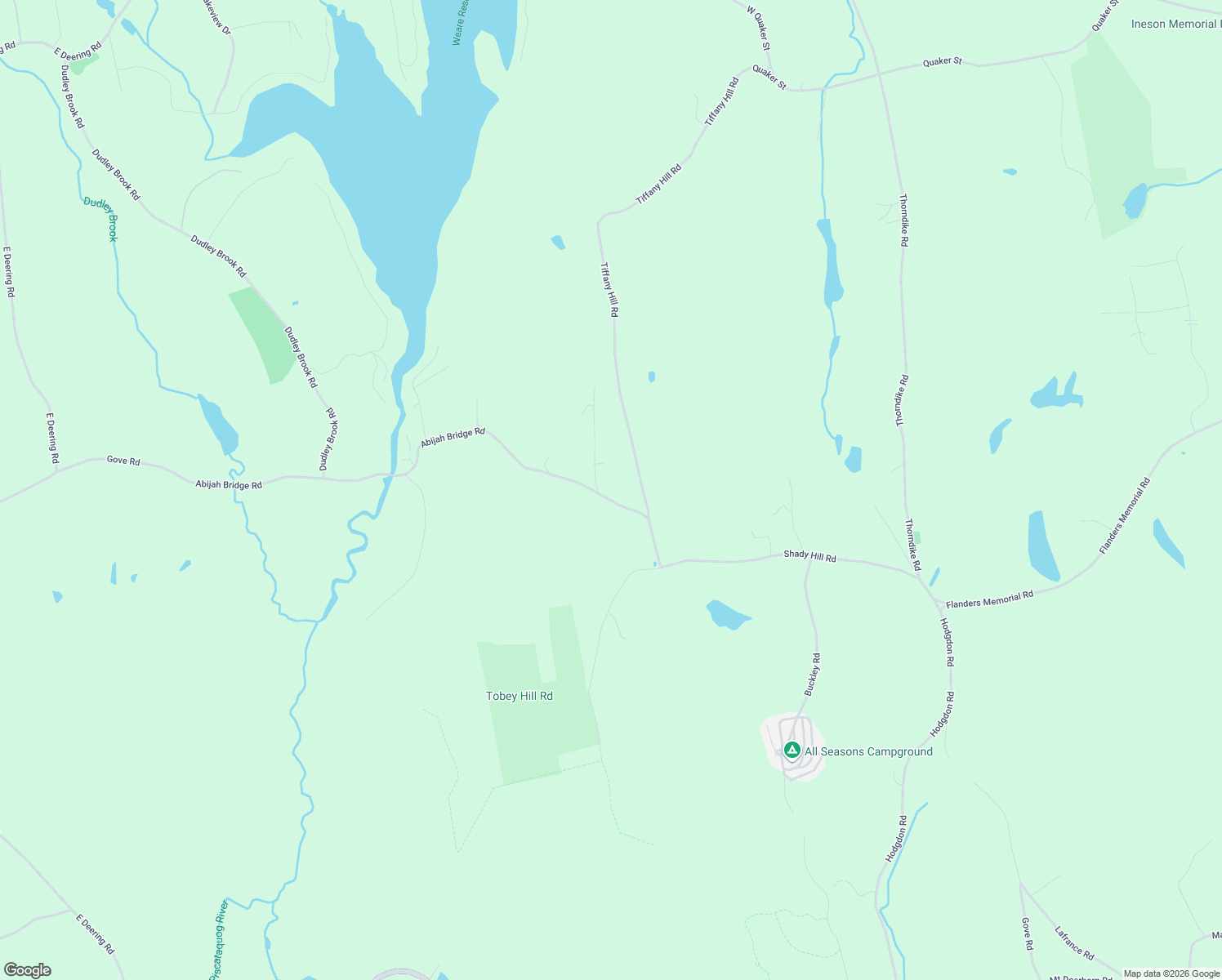 map of restaurants, bars, coffee shops, grocery stores, and more near 22 Abijah Bridge Road in Weare