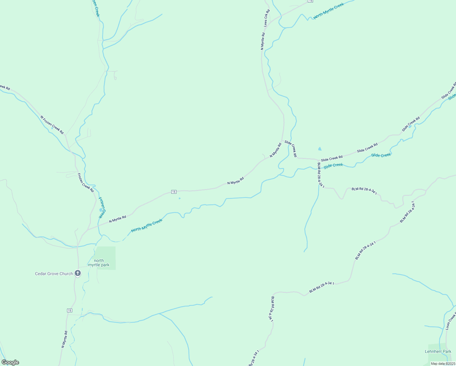 map of restaurants, bars, coffee shops, grocery stores, and more near North Myrtle Road in Myrtle Creek