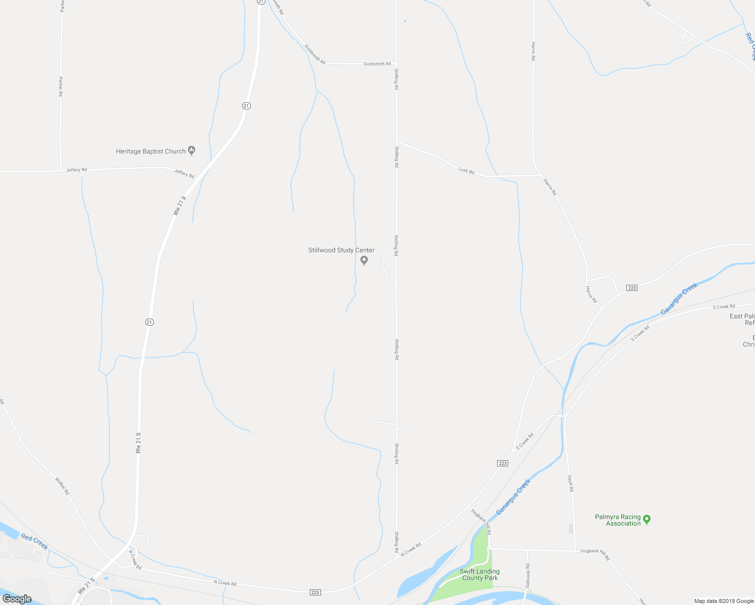 map of restaurants, bars, coffee shops, grocery stores, and more near 2105 Shilling Road in Palmyra