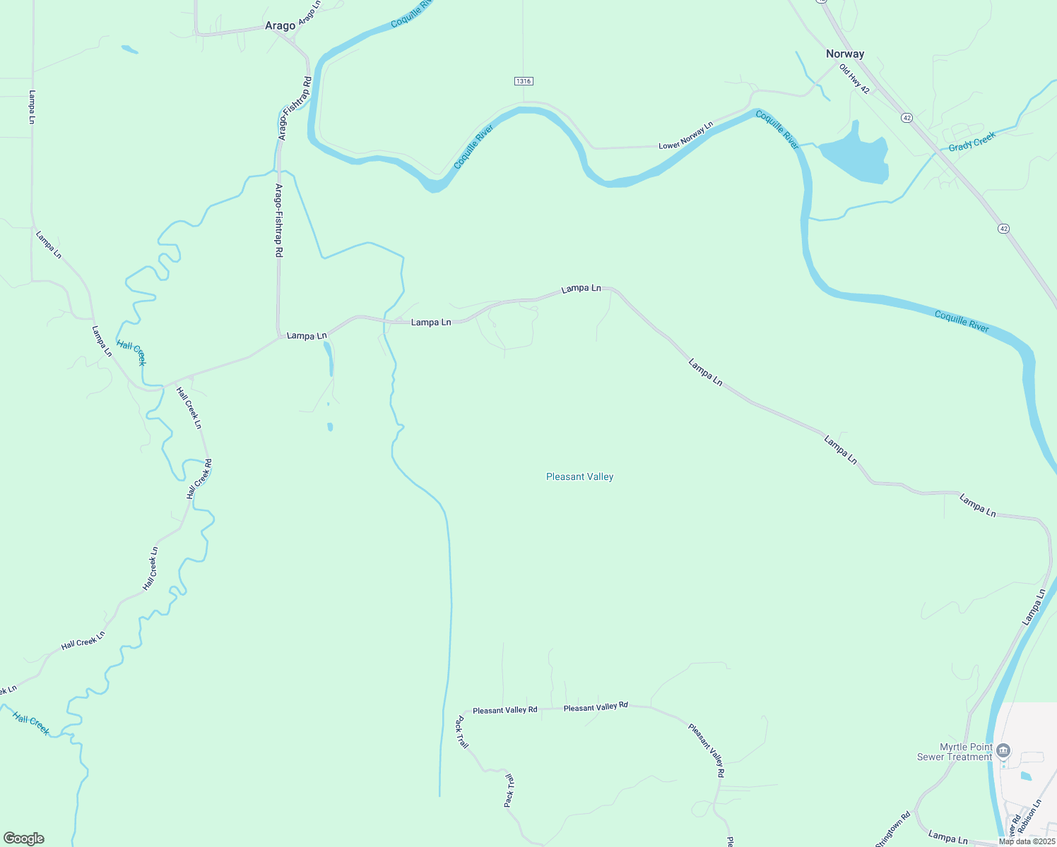 map of restaurants, bars, coffee shops, grocery stores, and more near Shull Road in Myrtle Point