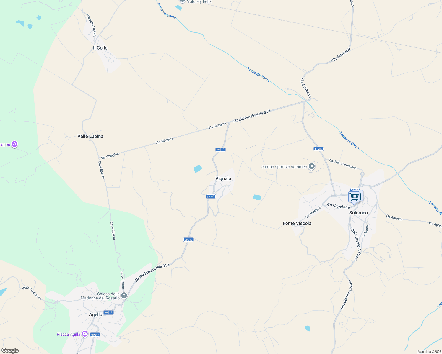 map of restaurants, bars, coffee shops, grocery stores, and more near 5 Via delle Messi in Vignaia