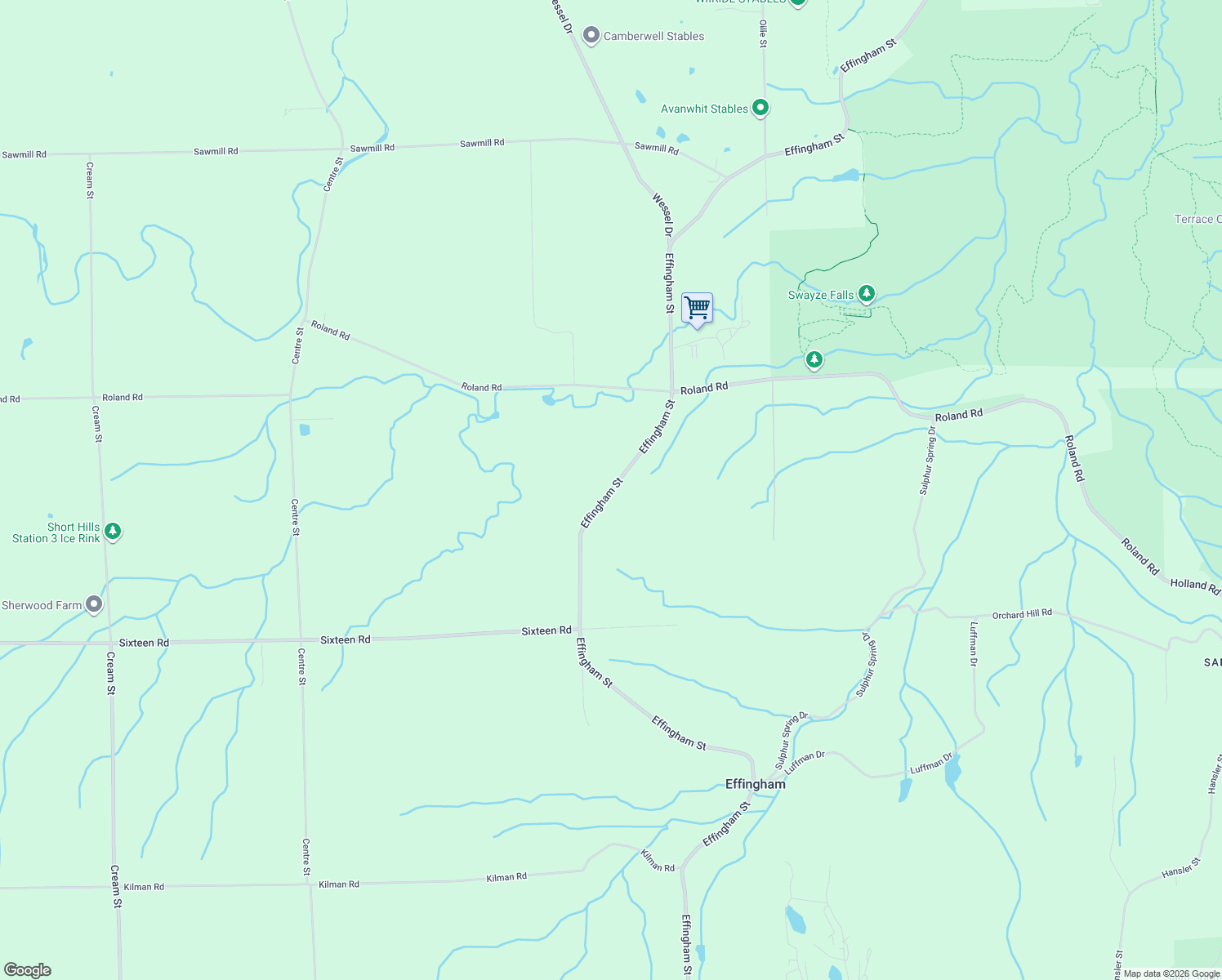 map of restaurants, bars, coffee shops, grocery stores, and more near 2400 Effingham Street in Pelham
