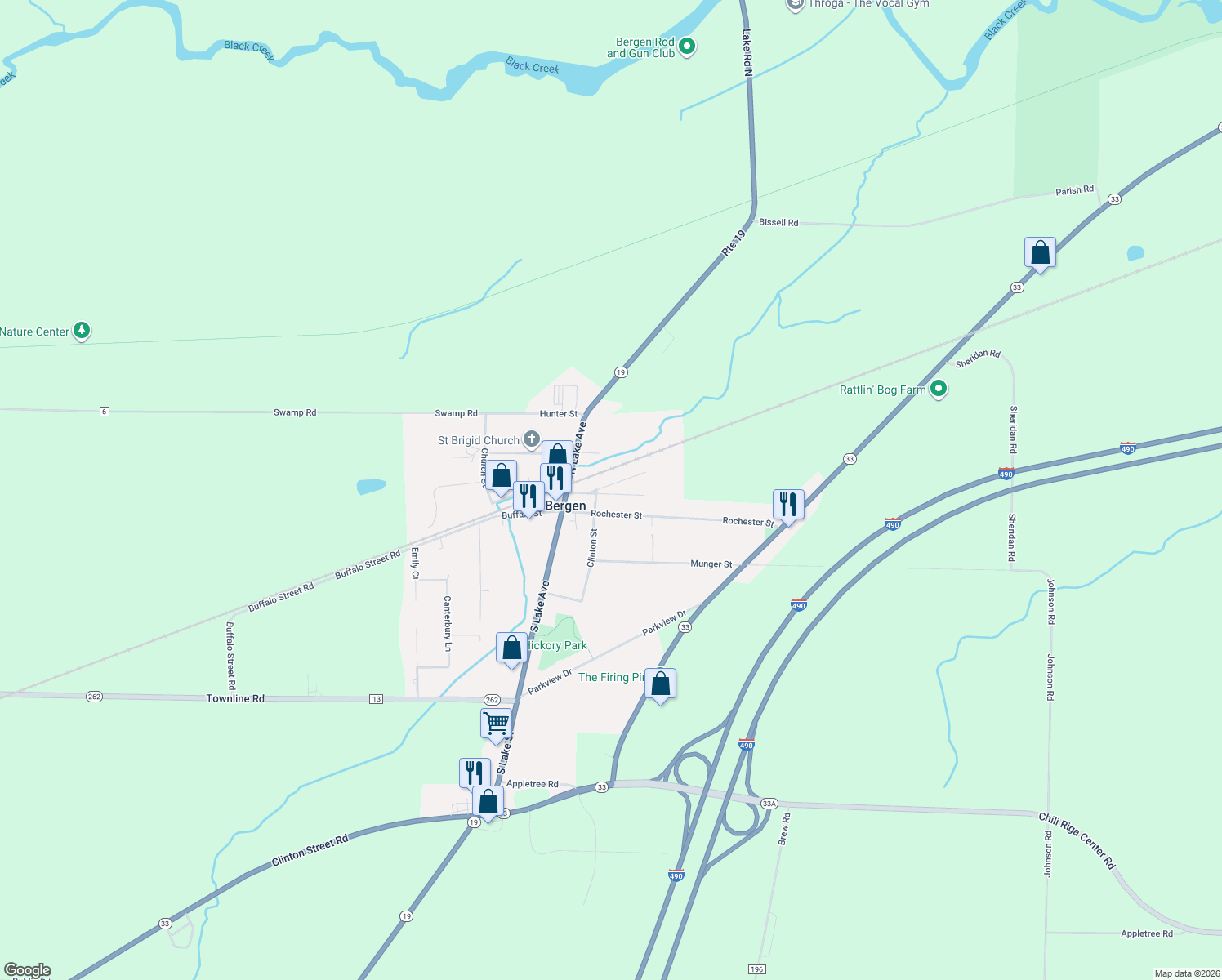 map of restaurants, bars, coffee shops, grocery stores, and more near 21 Leroy Street in Bergen
