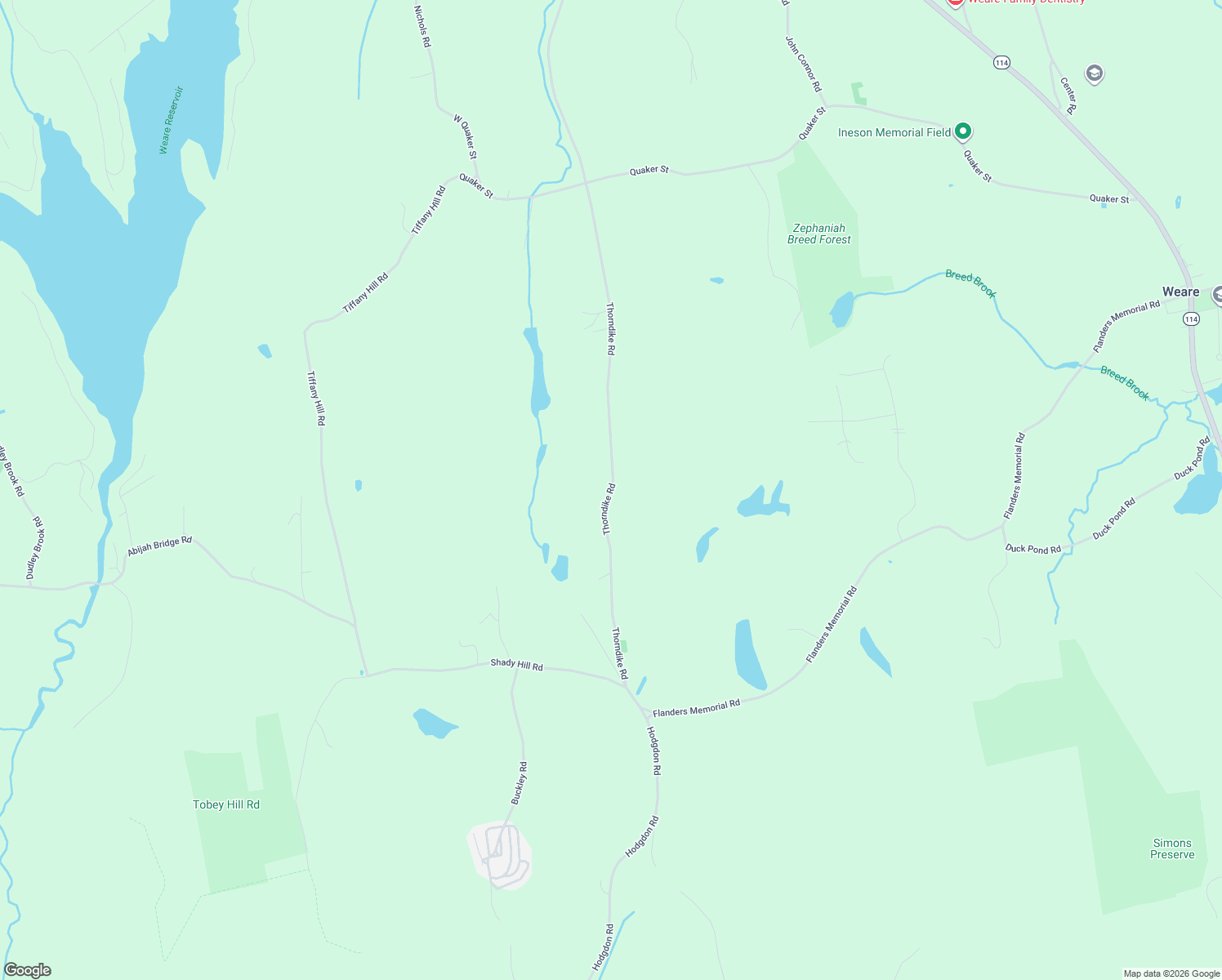 map of restaurants, bars, coffee shops, grocery stores, and more near 117 Thorndike Road in Weare