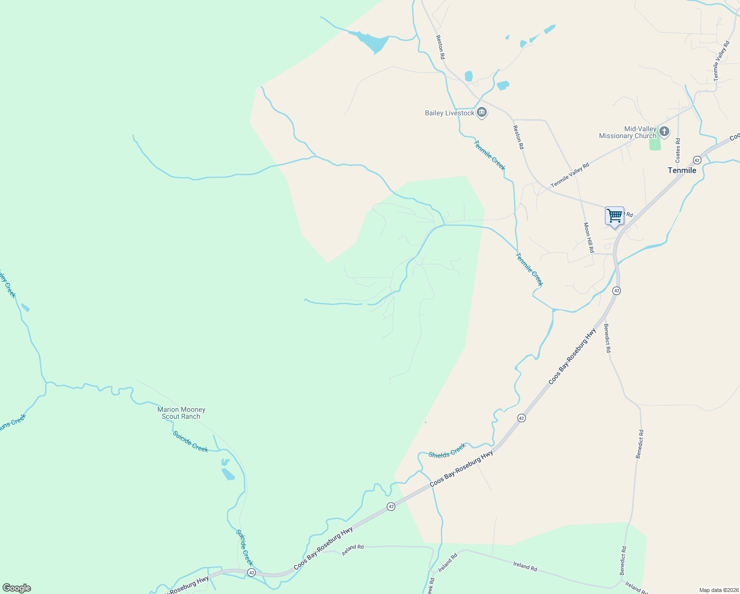 map of restaurants, bars, coffee shops, grocery stores, and more near 281 Lakey Acres Lane in Roseburg