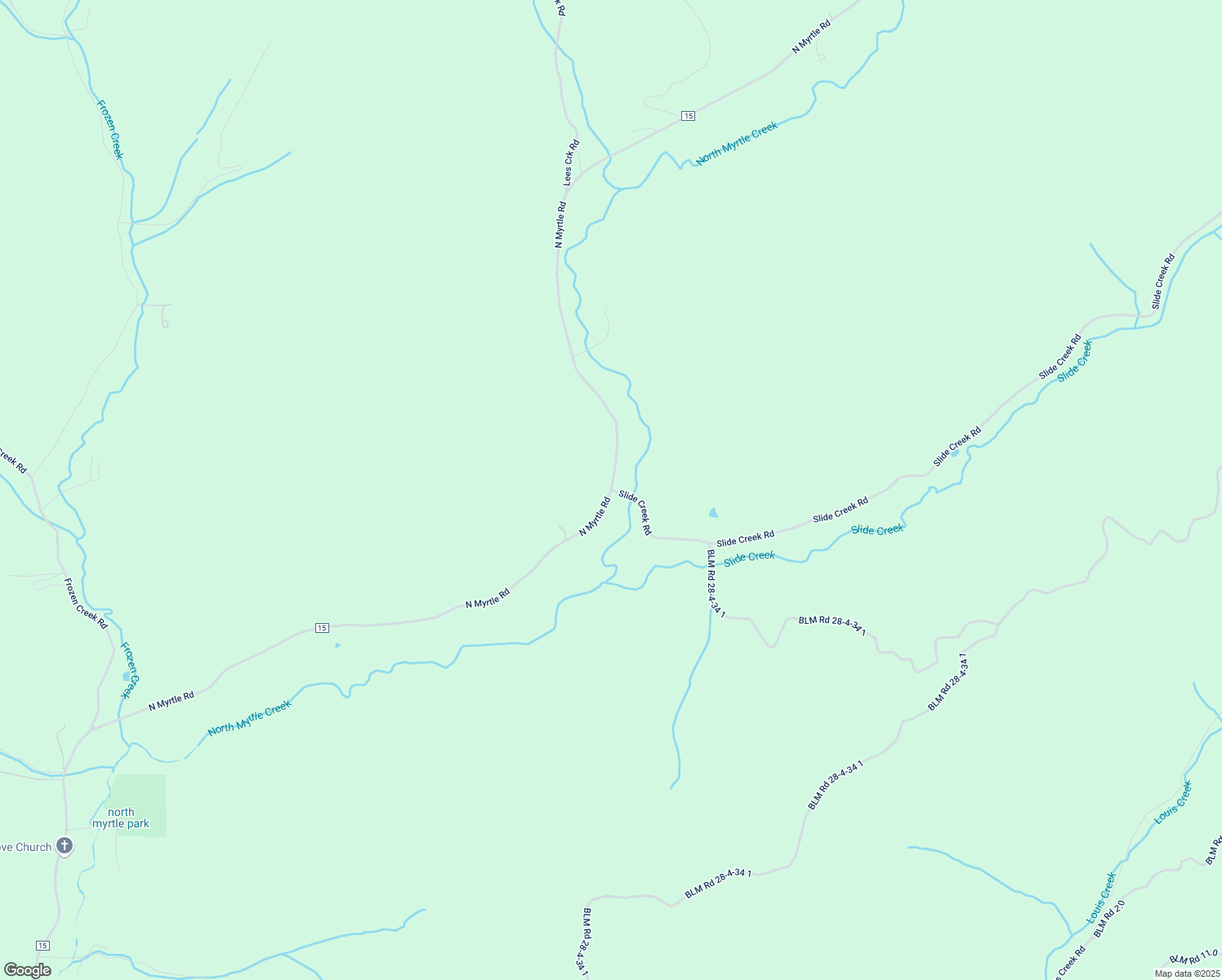 map of restaurants, bars, coffee shops, grocery stores, and more near 101 Slide Creek Road in Myrtle Creek